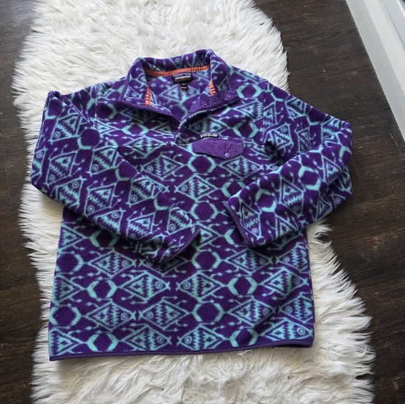Patagonia Sweaters - Patagonia Geometric Purple and Blue Fleece